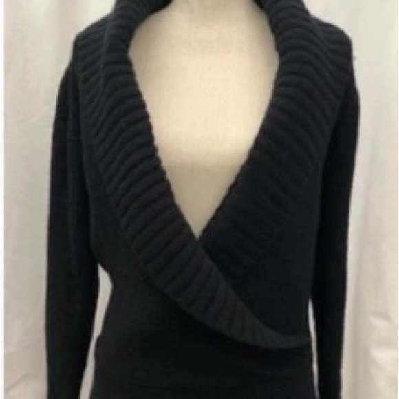Ted Baker London Sweaters - Ted Baker Black Lambswool Cashmere Wrap Sweater Size 4 Shawl Collar Knit